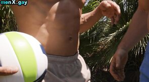 Athletic gay man bareback fucks Asian BF in kitchen