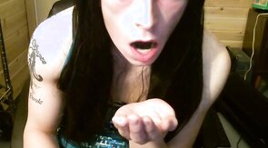 Sissy licks up own load