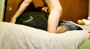 Inflated garbage bag humping cum