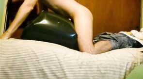 Inflated garbage bag humping cum