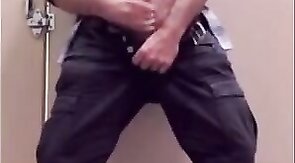 Bear Jerking Off at Work in Restoom