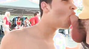Pledge Sucks Dick At Public Tailgate BBQ Facial