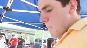 Pledge Sucks Dick At Public Tailgate BBQ Facial
