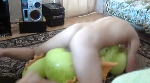 Green dragon inflatable toy humping orgasm