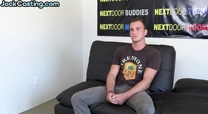 Amateur sexy jock with tattooed jerks dick on casting