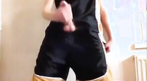 cums on gym shorts