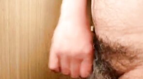 Japanese mature man masturbation erect penis semen