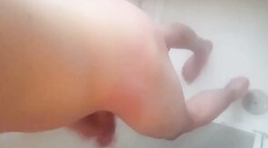 Hot young boy big hard cock jerking in shower