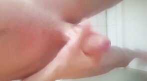 Hot young boy big hard cock jerking in shower