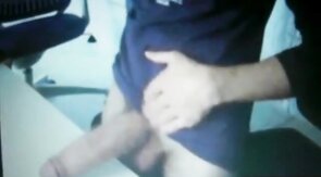 thick huge cock show on desk