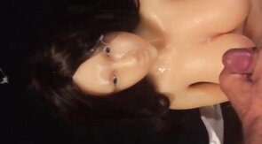 Doll facial with lots of cum