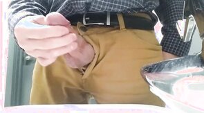 Little cock daddy wank at work with big cum spurt 2