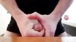 Guy wanks his enormous gigantic cock