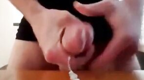 Guy wanks his enormous gigantic cock