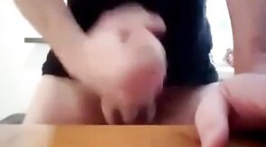 Guy wanks his enormous gigantic cock