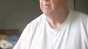 old man jerking his big dick