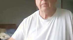 old man jerking his big dick