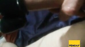 Uncut cock cums with trinity vibes cock head vibrator