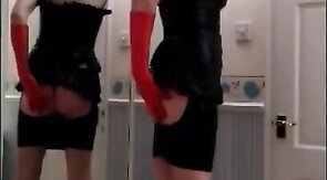 Playing in my new PVC dress