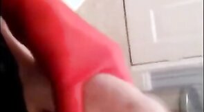 Playing in my new PVC dress