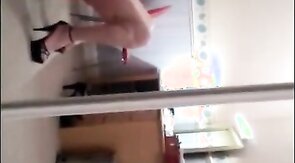 Playing in my new PVC dress