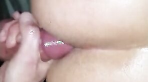 Sexy friend creampies my ass