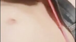 Stroking in tight jeans shorts