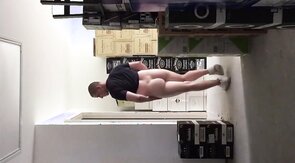 Sissy showing off ass at work