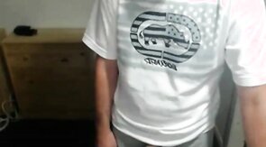 Cute nerdy boy cum to face on webcam