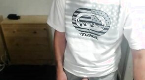 Cute nerdy boy cum to face on webcam