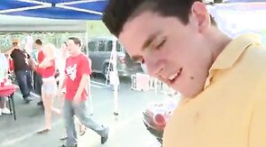 Pledge Sucks Dick At Public Tailgate BBQ Facial