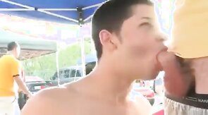 Pledge Sucks Dick At Public Tailgate BBQ Facial