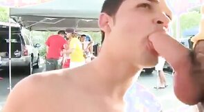 Pledge Sucks Dick At Public Tailgate BBQ Facial