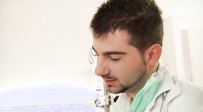 Naughty doctor fucks his spicy client in his tight anal hole