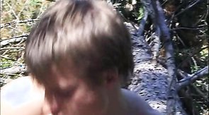 Hot anal penetration in the forest with two buddies