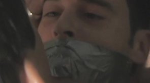 Hard dick of a roped guy is being sucked so deep!