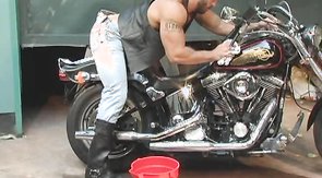 Impressive muscled guys are having a nice oral action