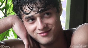 Awesome naked lads are posing in the beautiful garden