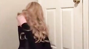 Sissy Crossdresser Bondage in Lycra Dress and Stockings