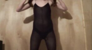 Sexy Crossdresser in Black Bodystocking