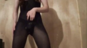 Sexy Crossdresser in Black Bodystocking