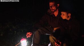 Twink stepson barebacked in tent outdoor by perv stepda