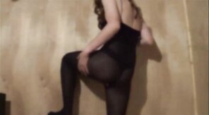 Sexy Crossdresser in Black Bodystocking