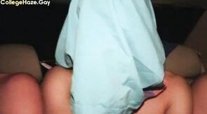 Str8 hazed stud sucks cock in car for fraternity test