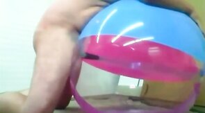 Big inflatable beach ball fuck cum inside