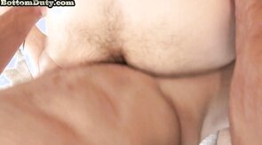 Army bottom barebacked in 3some on duty till cum in mou