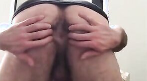Hunky Hairy Daddy feels up his hot hairy ass