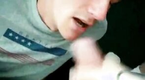 Webcam of Mate JP Eating My Cum