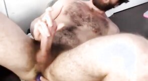 Bearded Hunk Plays with Vibrator Until He Cums