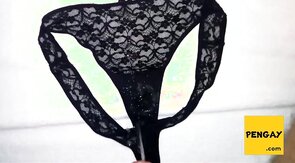 Huge load of cum on my sister's dirty panties (18 spurts)